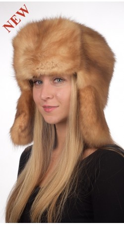 Sable fur hat russian style unisex - Golden color